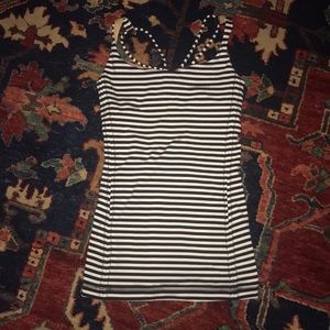 B+W striped Lulu Lemon Workout Tank